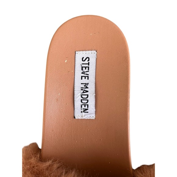 Steve Madden Women's Size 8M Shoes Tan Slides Fur Lined Comfort Sandals - Picture 5 of 10